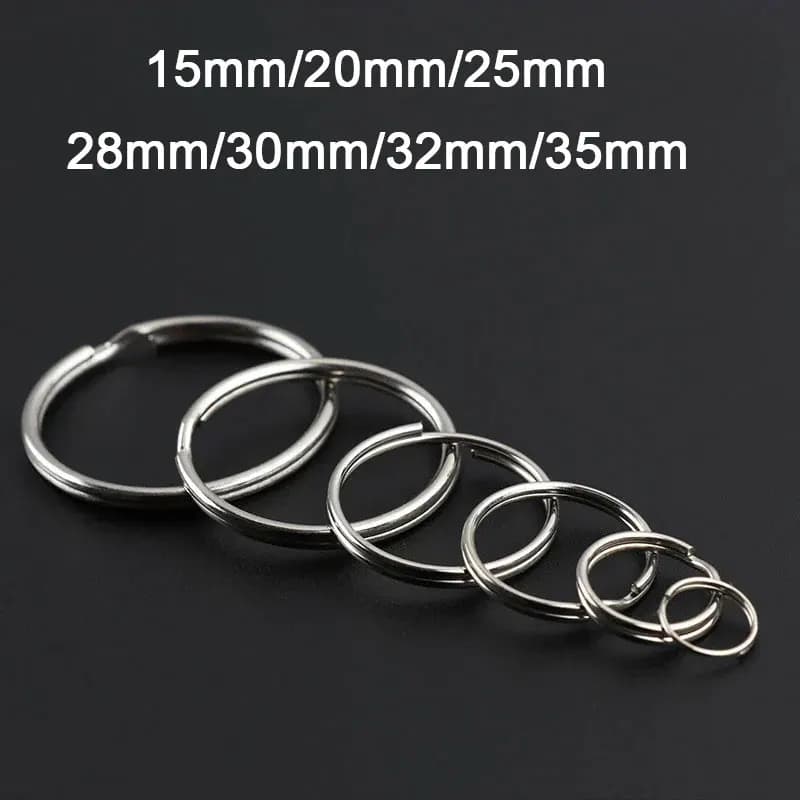 100/20 pieces diy keychain in silver polished hole stainless steel keychain round chain plated rodium keychain round divided wholesale
