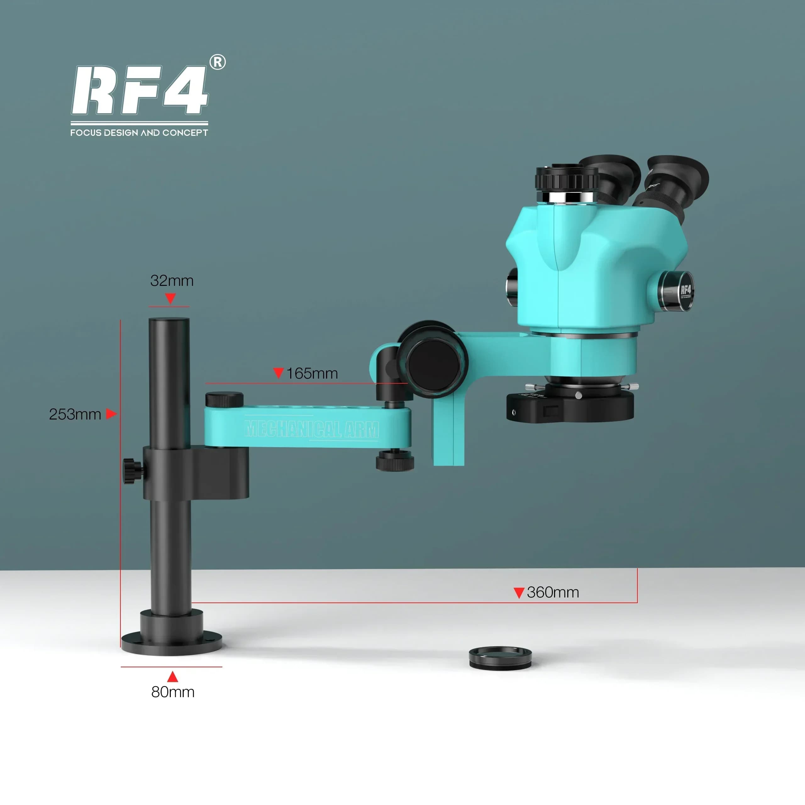 Microscopio trinoculare RF4 RF7050TVPRO-F015 Ingrandimento zoom continuo 7X-50X Stereoscopico 360 ° Braccio oscillante girevole regolabile