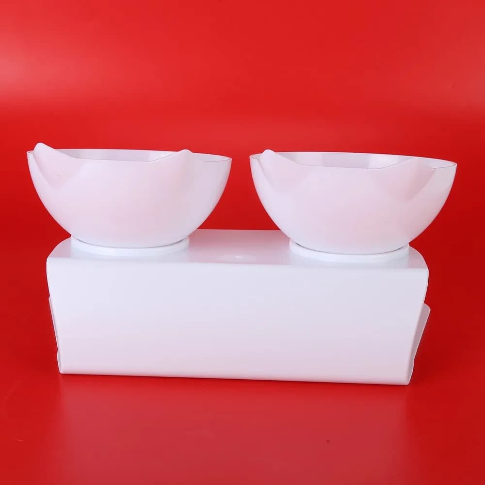 Transparent body Pet Double Bowl Slant mouth design Cat ear shape Dog Food Bowl Dual bowl structure Neck protection design