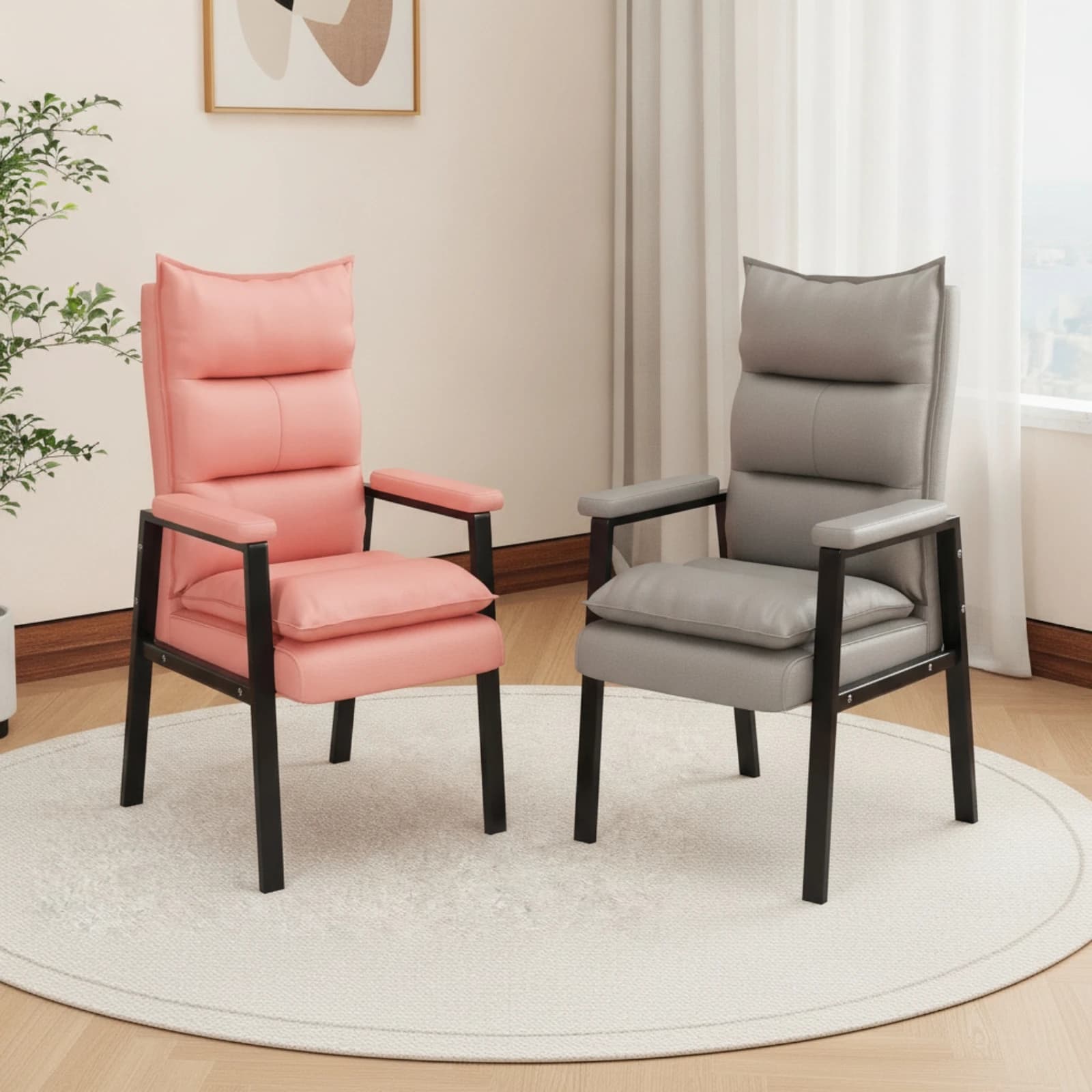 Upholstered Armchair Long-Lasting Accent Chair with High Back Accent Chair with Thick Cushion Thickened Furniture Skin-Friendly