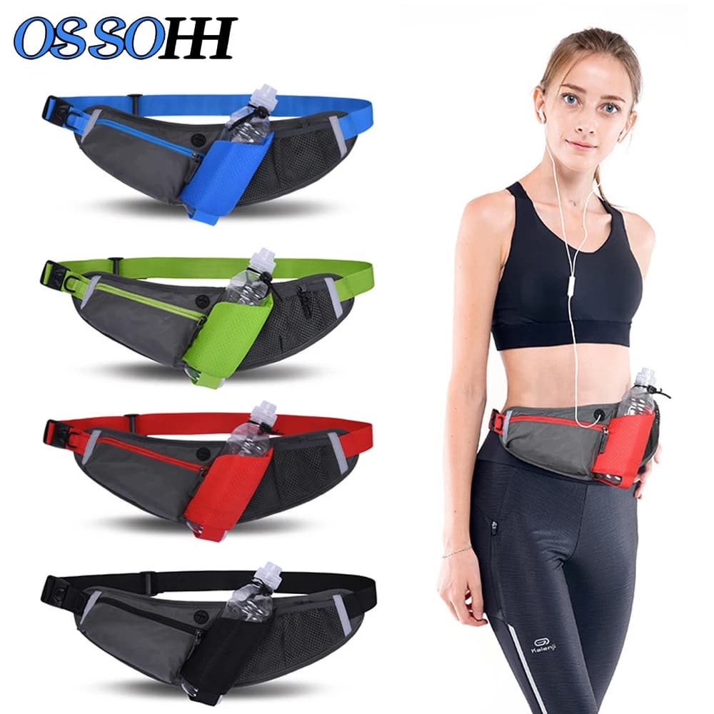 Running Fanny Pack with Water Bottle Holder - Adjustable Running Belt With Water Bottle Holder and Pouch - Travel Fanny Pack