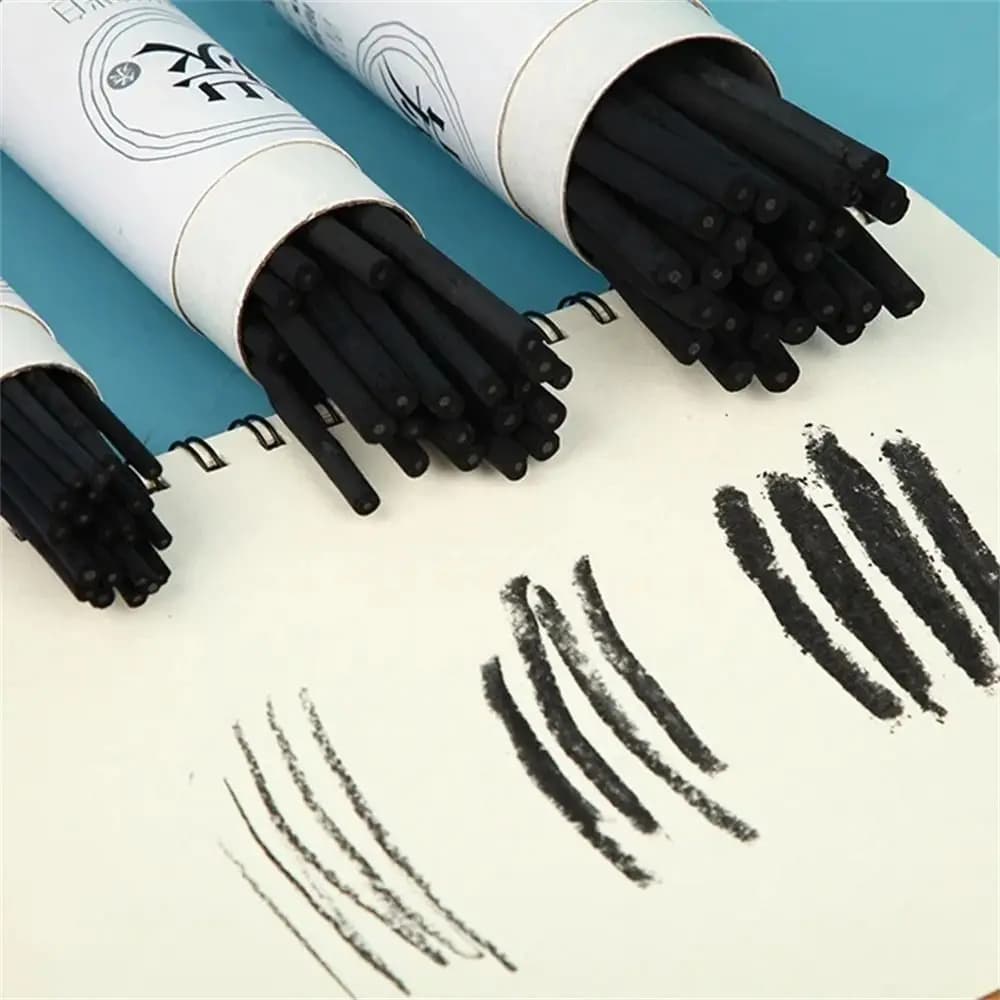 Black Color Charcoal Sticks Willow Charcoal Vine Charcoal Charcoal Bars Strong Color Professional Drawing Charcoal Pencils