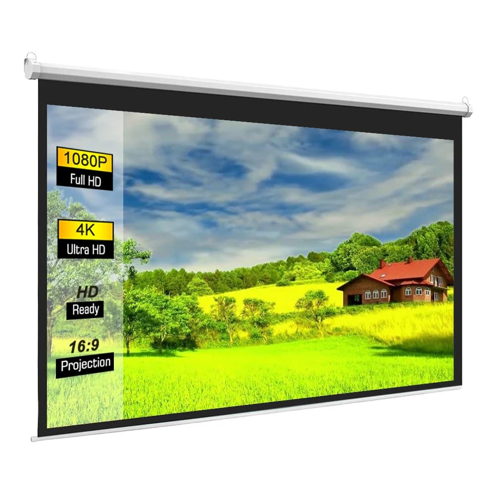 Schermo per proiettore elettrico bianco opaco da 84 pollici 16:9 HD 4K con schermo di proiezione motorizzato montato a parete/soffitto con telecomando