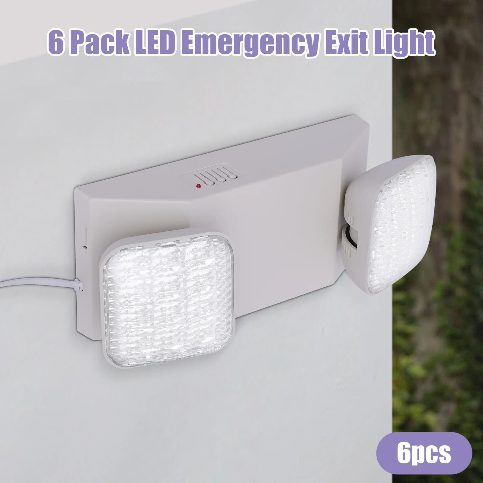 Lampada di Emergenza LED a Doppia Testa, Set da 6 Lampade di Emergenza, Illuminazione di Emergenza dal Design Moderno Bianco per Spazi Ufficio