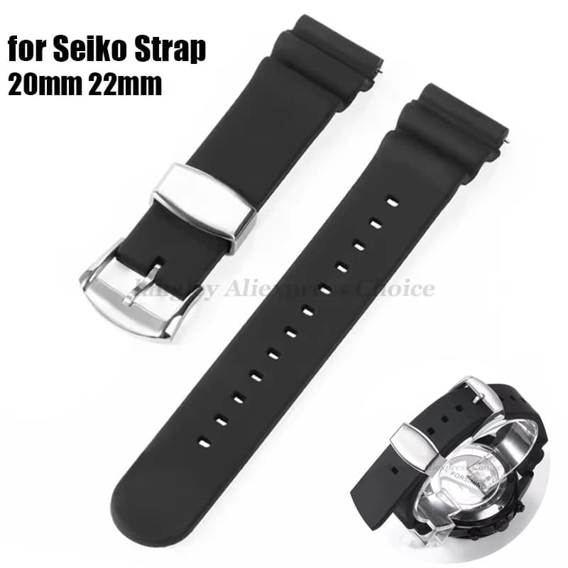 20mm 22mm silicone strap for SEIKO Diving SKX007 009 abalone in water ghost box strap ring clasp bracelet ardillon buckle