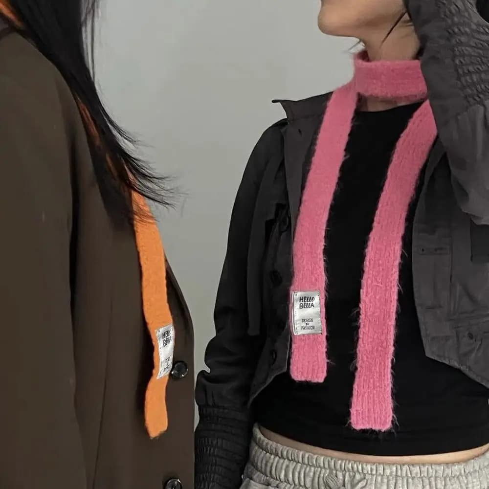 Stylish Y2K Style Knit Scarves, Korean Thin Scarf, Versatile Scarf for Streetwear