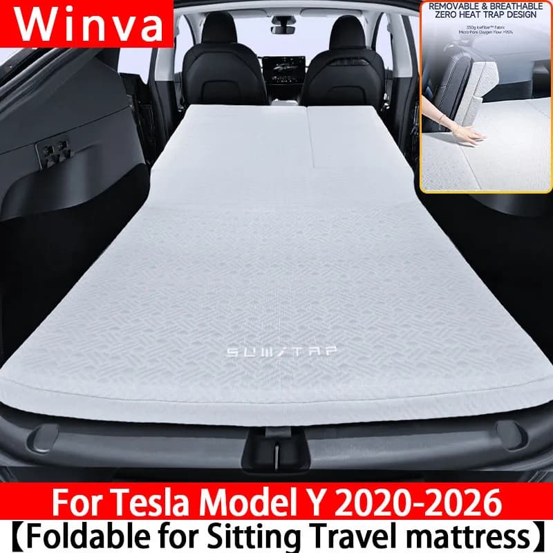 Memory Foam Portable Mattress for Camping, Compatible with Tesla Model Y Juniper 2025, Travel Mat with Transport Bag