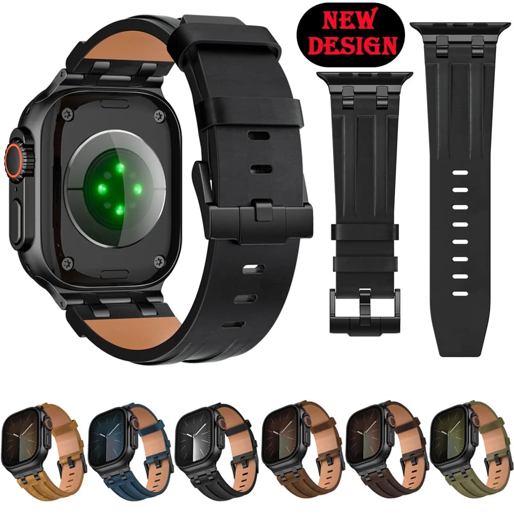 Cinturino in vera pelle Crazy Horse per apple watch Series ultra3 49mm 46-42-44-40-45-41 NUOVO cinturino design iwatch 11 10 9 8 7 6 SE 5