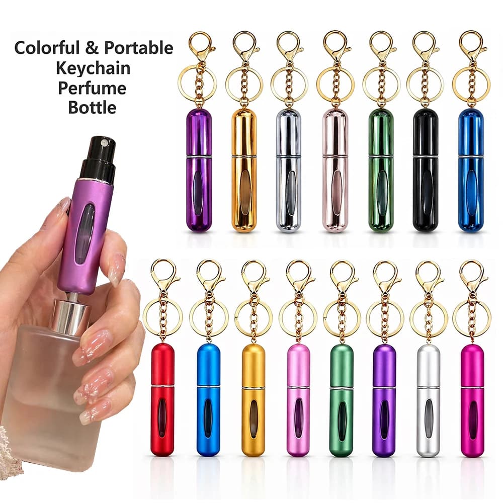 5ml Keychain Perfume Refillable Bottle Atomizer Portable Fine Mist Spray Bottle Visible Window Containers Fragrance Travel Tools
