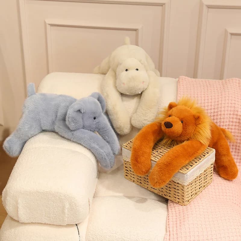 Peluche a forma di leone, maiale rosa, ippopotamo, con braccia lunghe 60 cm, in pelliccia sintetica effetto visone, morbido e caldo, regalo perfetto come compagno di gioco.