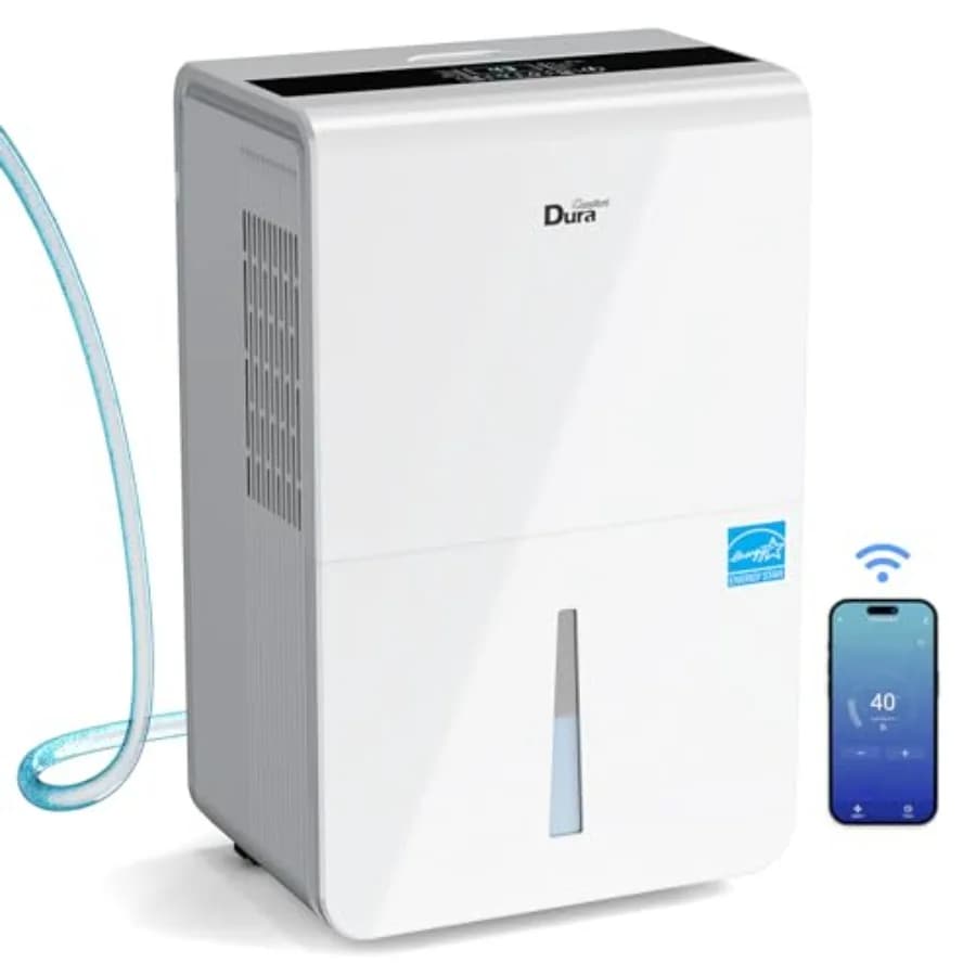 Deumidificatore da 50 litri per uso domestico, bianco, silenzioso e dal design a risparmio energetico