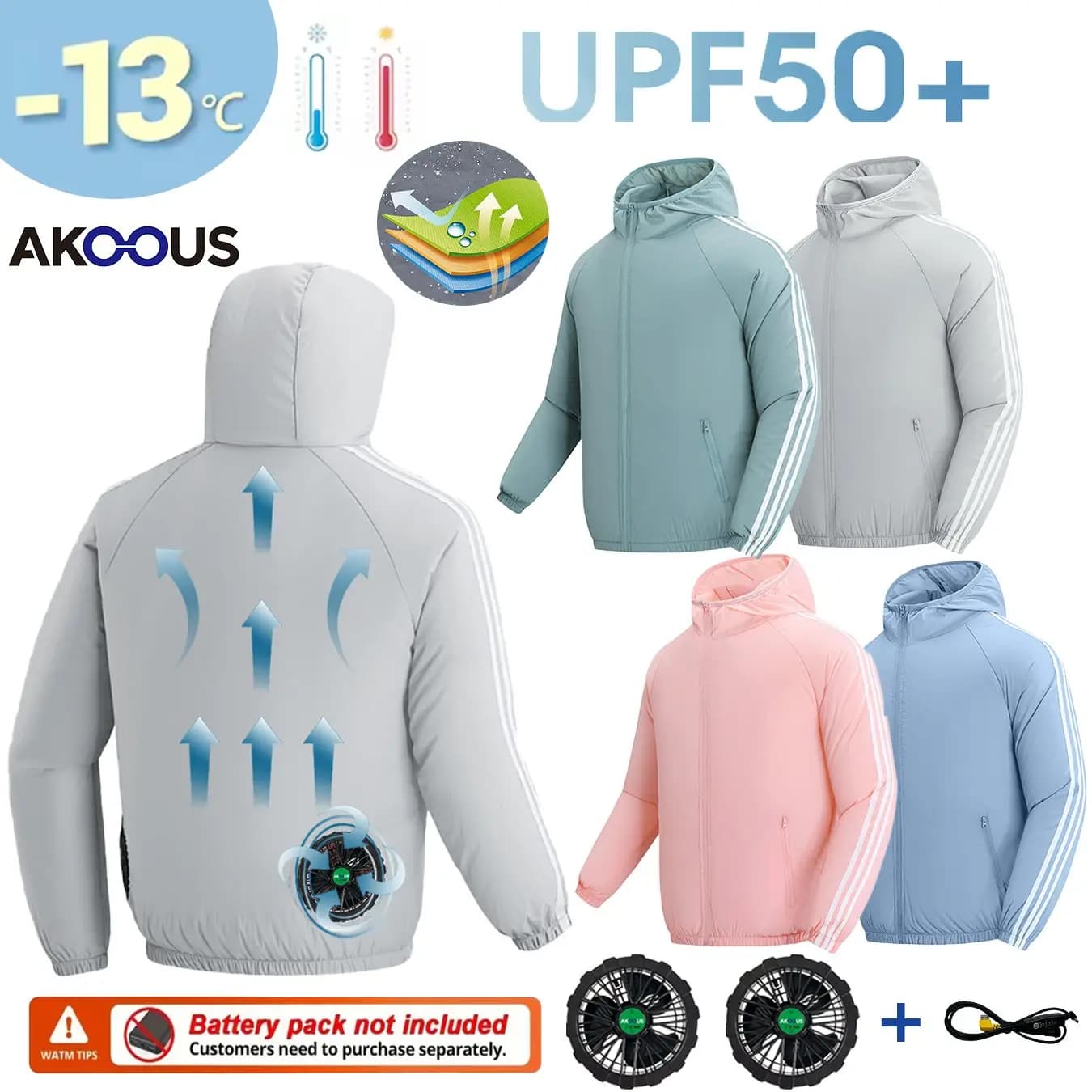 12V/5V USB Cooling Fan Vest Men Women Upgrade Sun Protection Breathable Summer Ice Air Conditioner Clothes Outdoor Fishing Campi