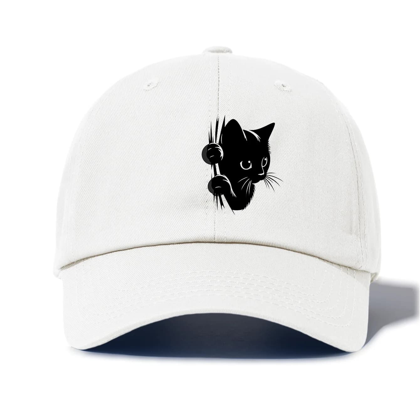Unisex Peeking Black Cat Print Baseball Cap Kawaii Animal Dad Hat Available in Multiple Retro Colors Trendy Outdoor Sun Hat