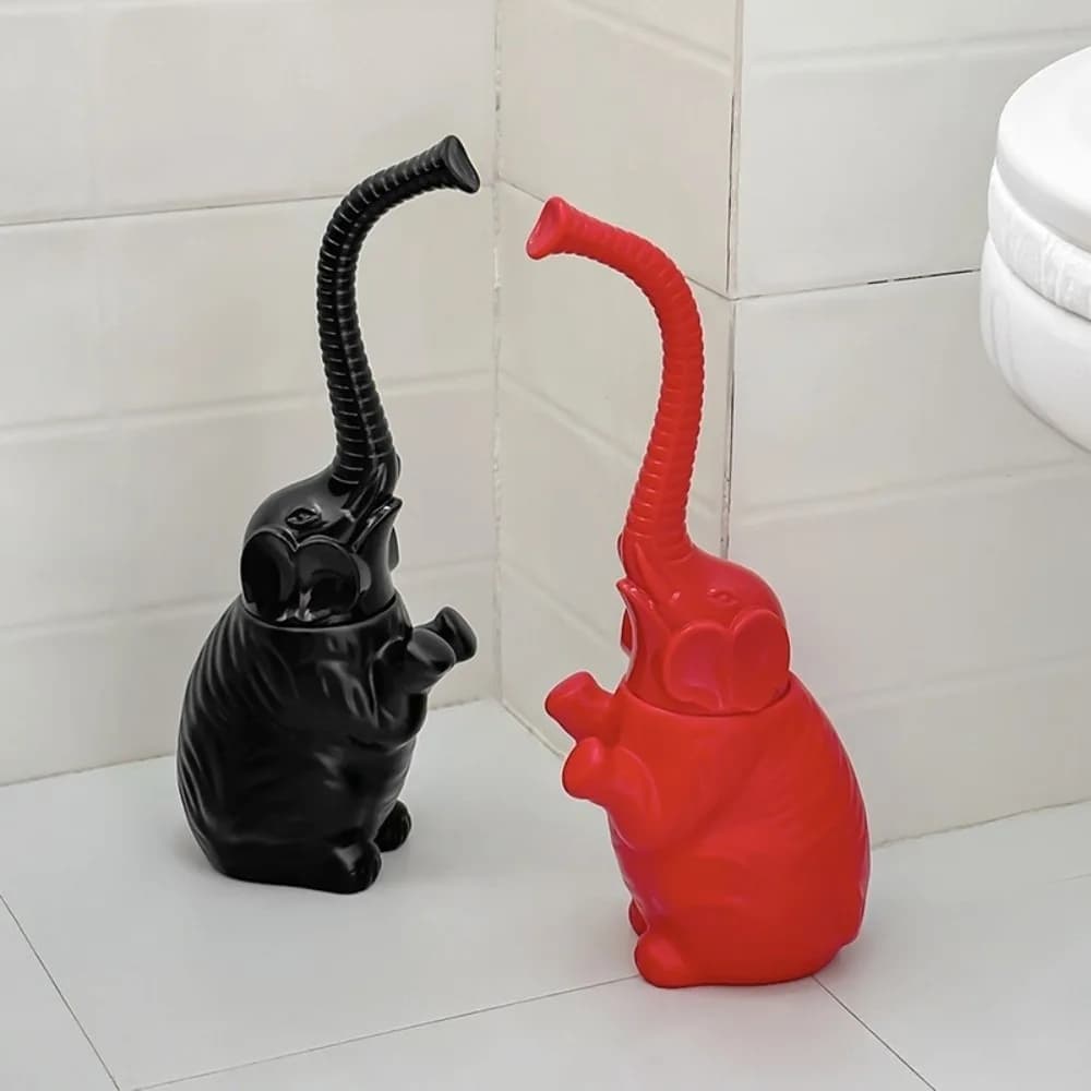 Scopino e supporto per WC con manico lungo Resina salvaspazio Simpatico arredamento per il bagno Scopino per WC moderno con elefante alla moda