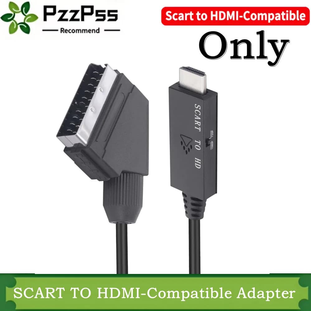 Compatible SCART to HDMI 1080P Audio cable video from SCART to HD cable from 1 M male to male with power cable for HDTV Sky Box STB