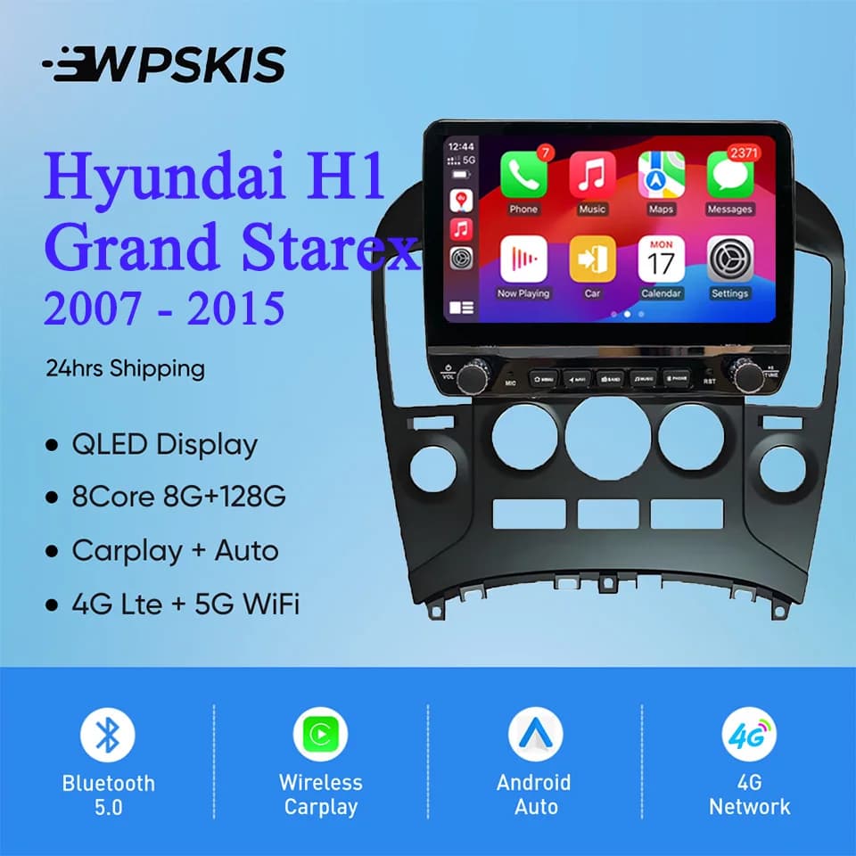 Android 14 8G Ram Autoradio Audio Video A/V Registratore a nastro Monitor di navigazione GPS per Hyundai H1 2007 - 2015 Unità principale PC Tablet