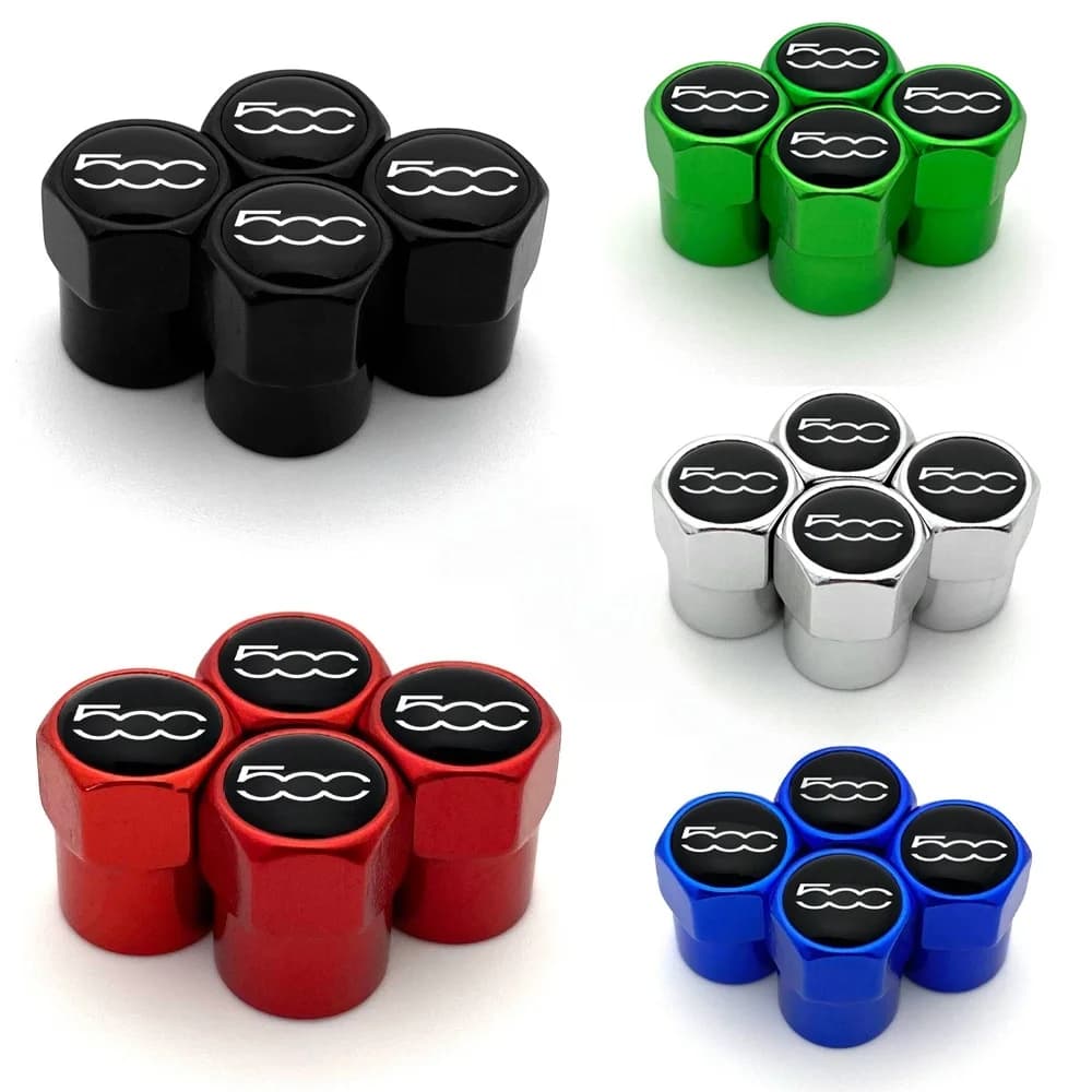 4 Pack Aluminum Alloy Car Wheel Tire Valve Cover Valve Stem Cover for Fiat 500 2007-2015 Auto Accessories