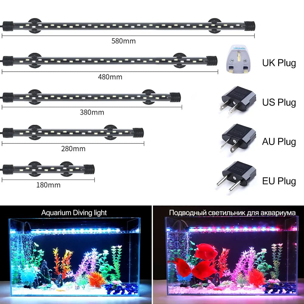 90-260V Acquario Luce LED Impermeabile Acquario Clip Luce Subacquea Decorazione Illuminazione Lampada Sommergibile Pianta Coltiva La Lampada 18-58 CM