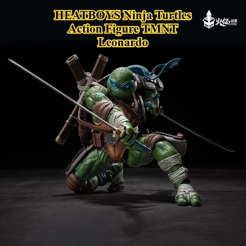 HEATBOYS Action Figure Tartarughe Ninja TMNT Leonardo 20CM, Statuetta Anime con Articolazioni Mobili, Modellino da Collezione, Ornamento da Scrivania, Giocattolo Regalo