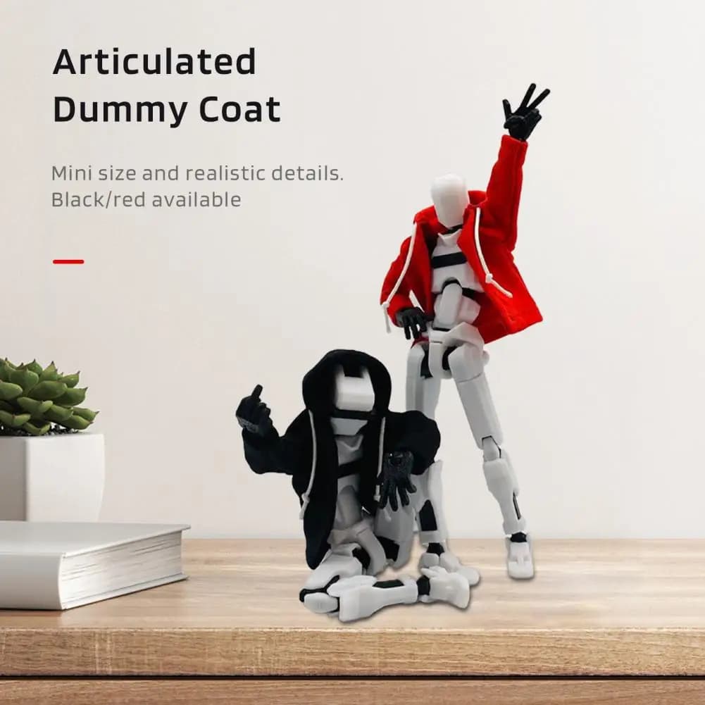 Abbigliamento per bambole d'azione Felpa con cappuccio per bambole d'azione Felpa con cappuccio per action figure robot stampata in 3D con figurine fittizie articolate multi-snodate