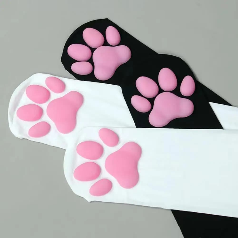 Cat leg High socks for women Beans with 3D tip Socks with cat claw Knee shoes with handles Animal cosplay dress