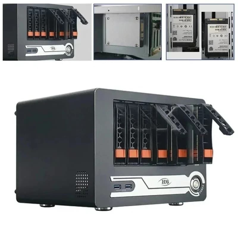6 dischi Nas Chassis Flex Power USB Hot Plug Server Case Home Student Office Computer Mini itx Chassis Server di archiviazione