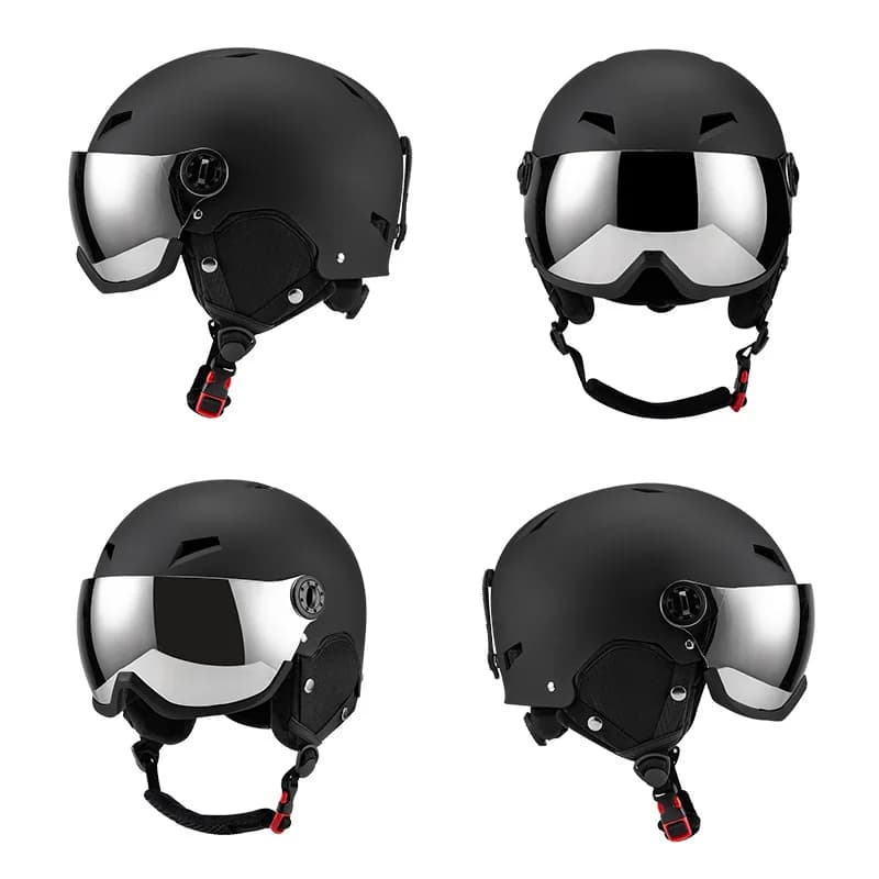 Adult Warm Ski Helmet with Goggle Lens – Outdoor Sports Protective Ski Helmet & Gear, Breathable & Non-Sweaty