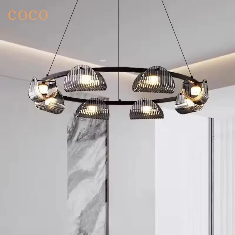 Post moderno creativo sigaretta anello di vetro grigio lampada a sospensione LED moderna soggiorno camera da letto sala da pranzo decorazione illuminazione