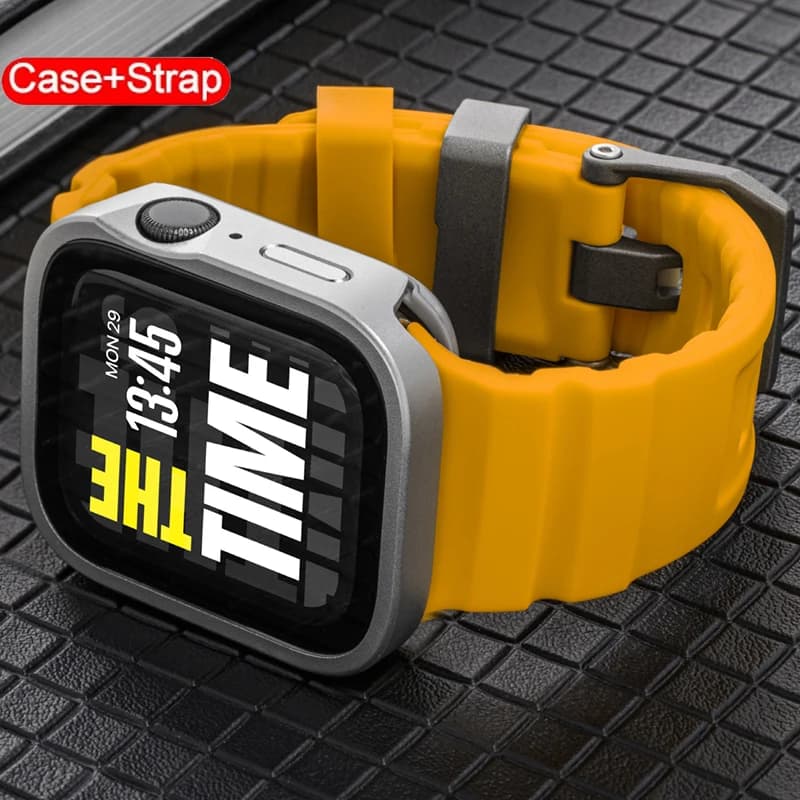 Custodia Impermeabile per Apple Watch + Cinturino in Silicone Ultra3 49mm 46mm 45mm 44mm 42mm, Cover in Lega+PC, Bracciale Sportivo per Iwatch S11 10 9 8 SE3