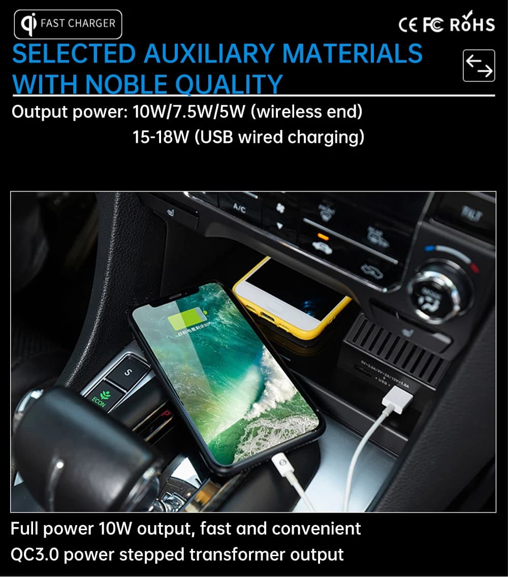 MOCENDO QI Wireless Charger Auto Parts 15W Quick For Honda URV/AVANCIER 2017-2023 USB Multi-socket Phone Accessories