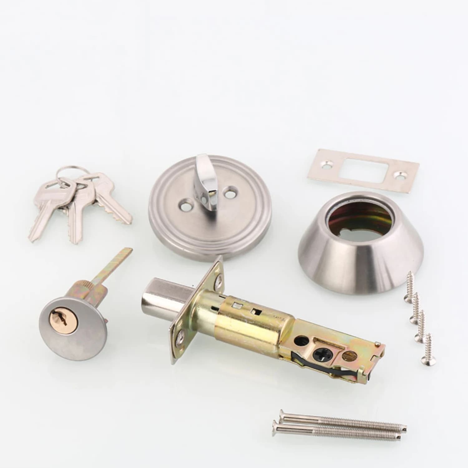 Set Maniglia con Serratura per Porta, Maniglia Privacy per Camera da Letto e Bagno, Set Maniglia con Serratura in Acciaio Inox Lucidato