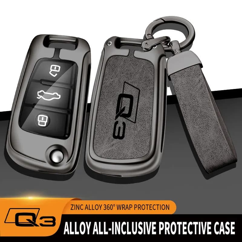 Portachiavi per auto in lega di zinco per Audi Q3 protezione per telecomando per Audi Full Series Q7 A3 Q3 Logo Car Key Cover accessori per auto