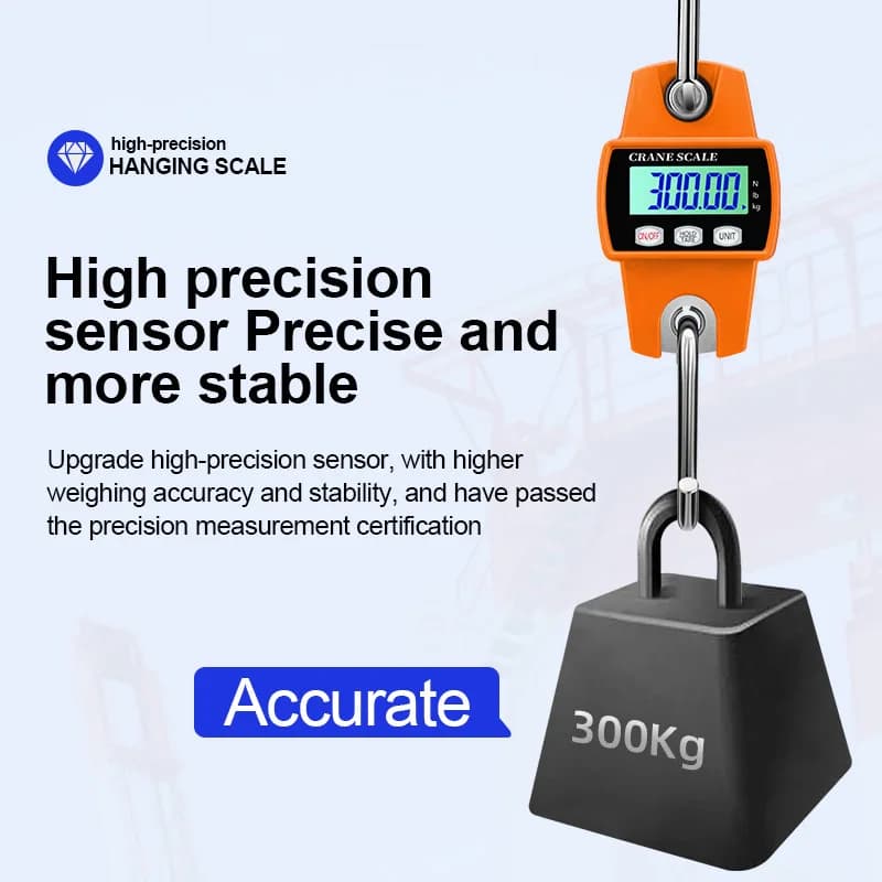 Bilancia per gru digitale 300kg 500kg Bilancia per bagagli LCD Bilancia per gancio sospeso per carichi pesanti Strumento di pesatura portatile in acciaio inossidabile