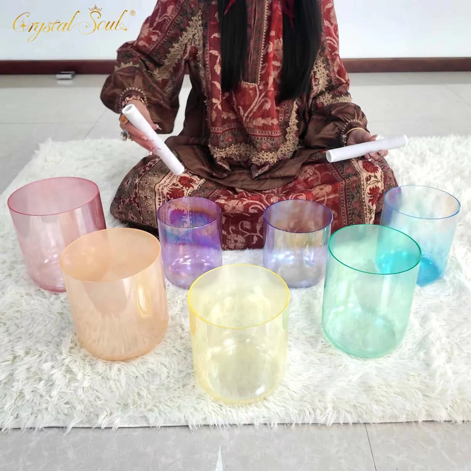 CrystalSoul 6-7inch Support custom size/tone Alchemy Crystal Singing Bowl with bag and accessories