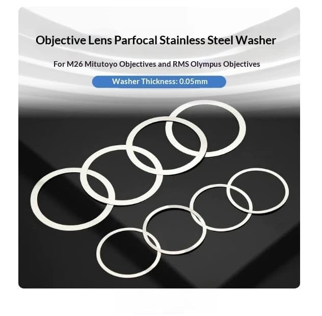 Anello Distanziatore Parfocale per Obiettivi Microscopio, Spessore 0,05mm, Compatibile con Obiettivi Mitutoyo M26 e Obiettivi con Filettatura RMS