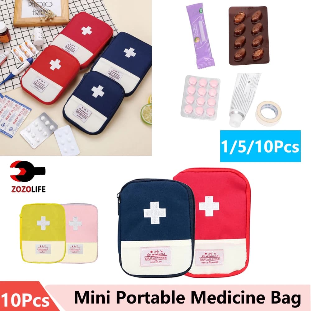1/2/10Pcs Mini borsa per medicinali portatile Kit di pronto soccorso Kit di emergenza medica all'aperto sacchetto organizzatore borsa per la conservazione della pillola della medicina domestica
