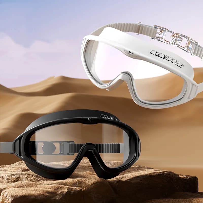 Adjustable silicone beach hoops waterproof anti-fog with wide view UV protection Professional swimwear with large frame