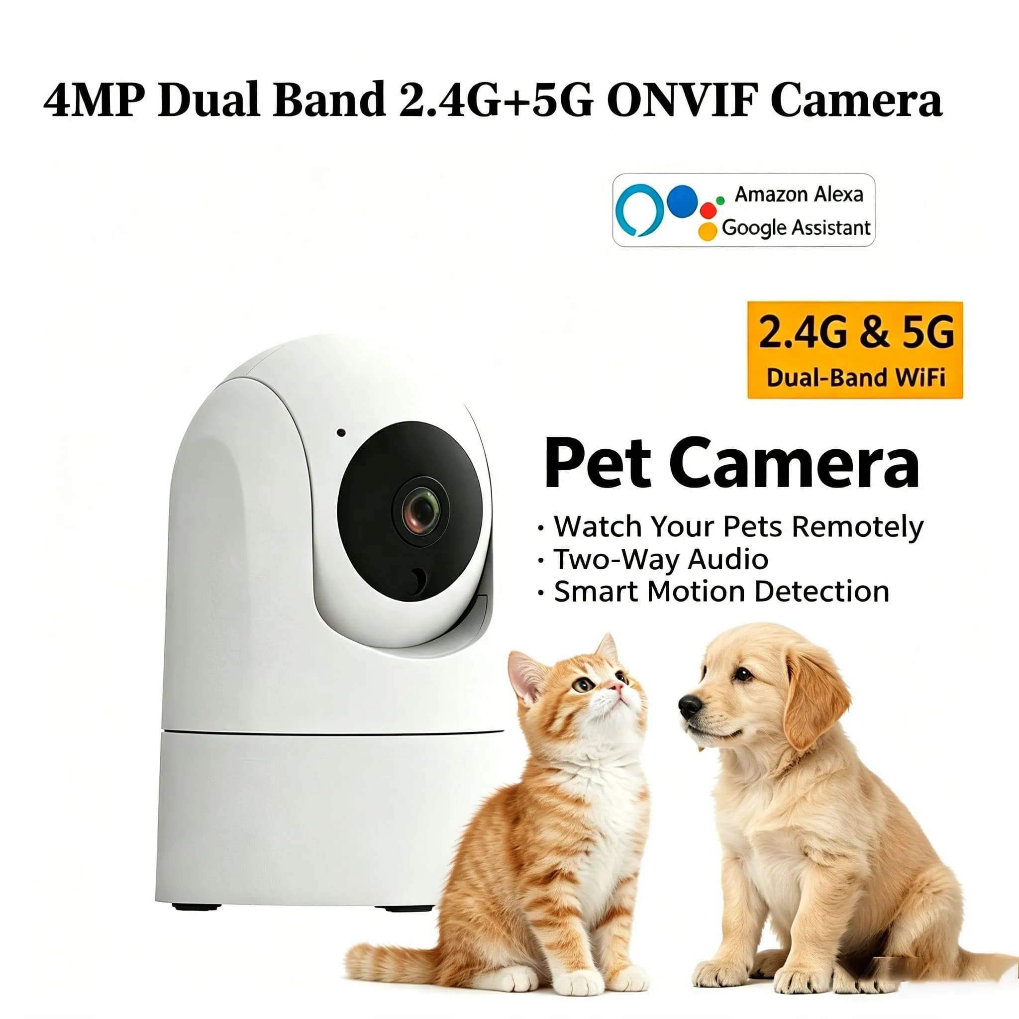 Pets Camera Indoor 4MP Wireless Security Surveillance Camera 5G WiFi Auto Tracking Baby Monitor IR Night Vision 6x Zoom Cam
