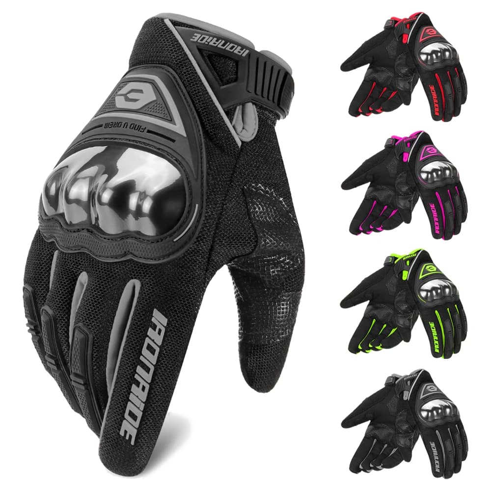 Guanti da moto Uomo Donna Guanti da equitazione antiscivolo da motocross resistenti all'usura Guanti da moto con dita intere Touch screen