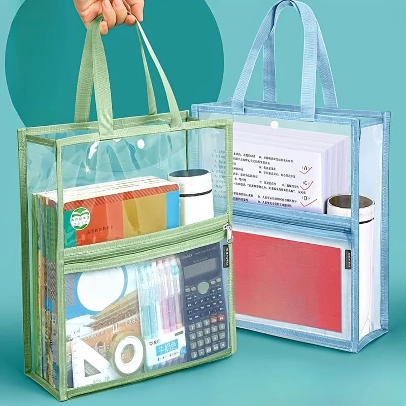 Transparent PVC A4 File Bag Waterproof Zipper Handbag Large Capacity Student Tutoring Bag Maternity Document Organizer Portable