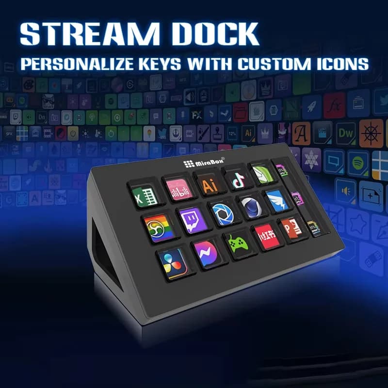 Mirabox 293S Stream Deck con 10 Tasti LCD, Console Live, Mini Tastierino, Streamdeck Deck Dock, Macropad, Controller Studio per Streaming