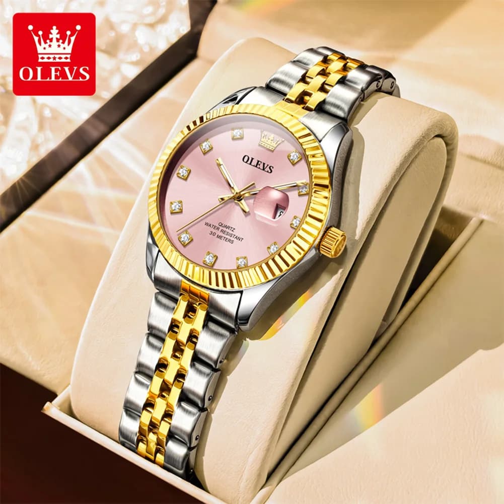 OLEVS 3705 Orologi da donna Luxury Top Brand Orologio da donna al quarzo originale Calendario Orologio da donna elegante con quadrante in diamanti impermeabile