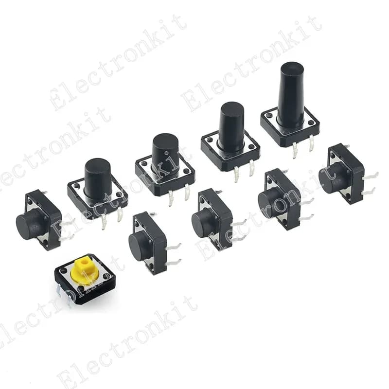 50 pz 12x12x5/6//8/9/10/11/12/13MM 12V 4PIN DIP Micro Interruttore Momentaneo Tatto Tattile Pulsante