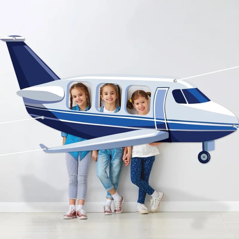 1pc, 2D flat, airplane-shaped photo prop, selfie frame, birthday decoration, airplane-themed photo prop, background banner, wsj