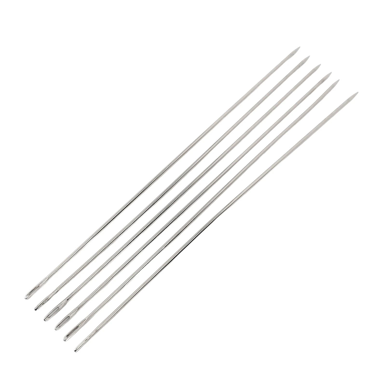 6PCS Large Eye Needles Stainless Steel Hand Sewing Needle Set for Leather Fabric Crafting 30cm Long 0.3cm Thick