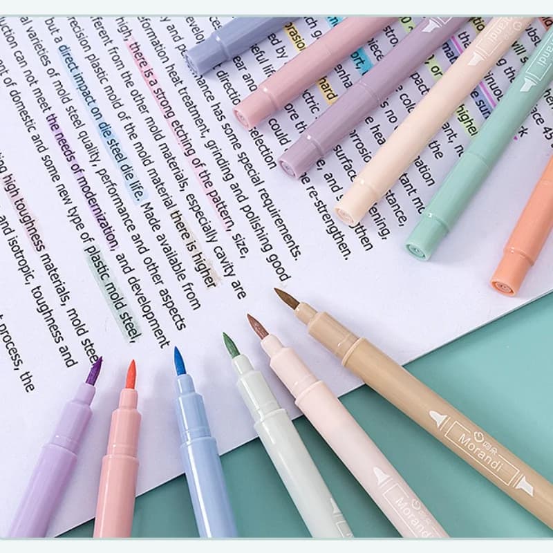 6 colori/set, penna fluorescente con testa super morbida in stile lusso leggero e protezione per gli occhi, pennarello per strumenti di scrittura per studenti