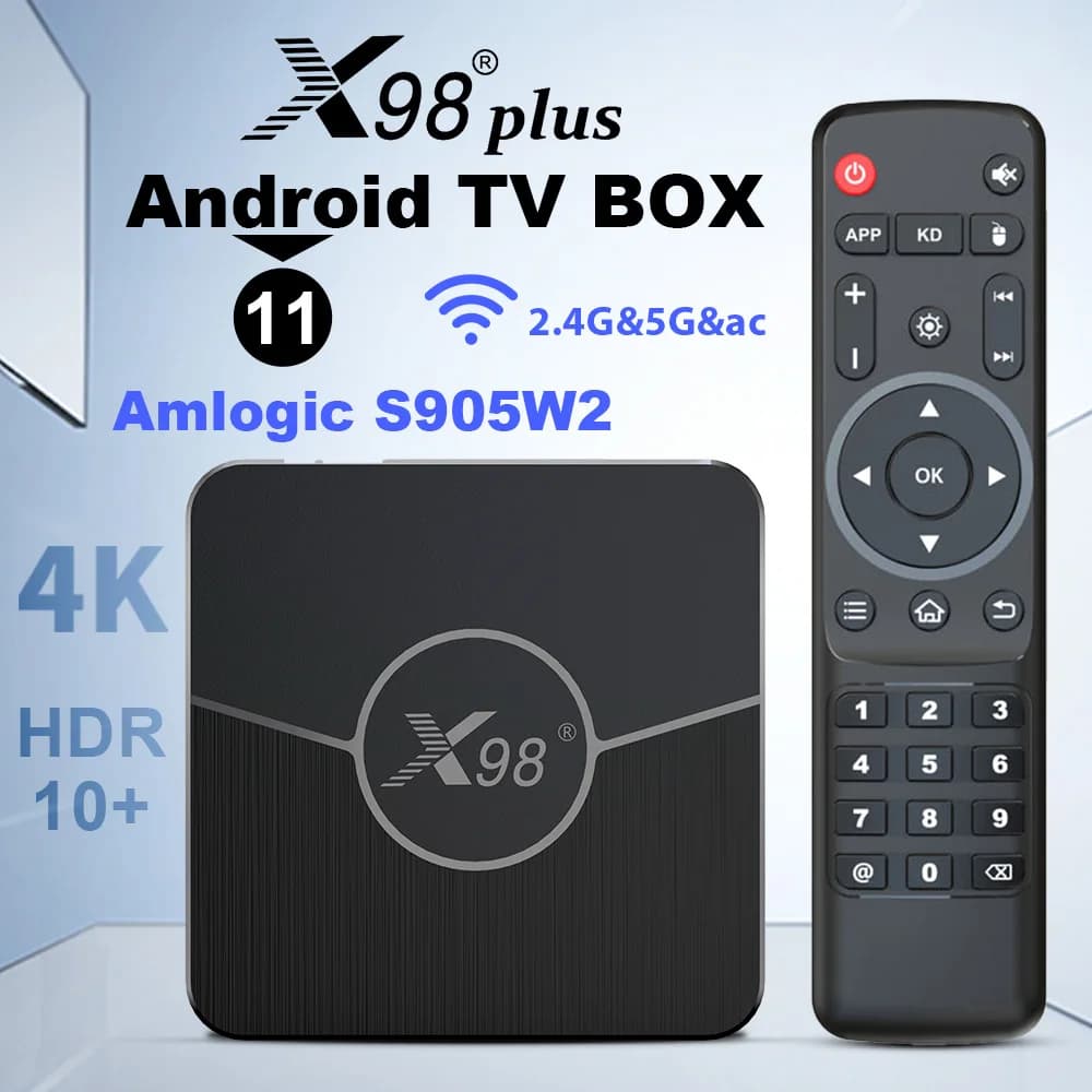 X98 Plus TV Box Android11 Amlogic S905W2 2/4GB 16/32/64GB Storage 2.4G 5G Wifi 4K HDR Video Media Player Smart Set Top Box