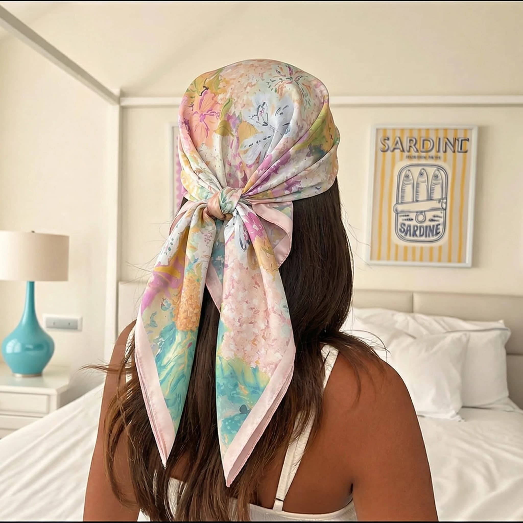 70x70cm Silk Scarf for Women, Elegant Satin Scarf for Hair, Bandana, Beach Stola, Hijab, Pareo