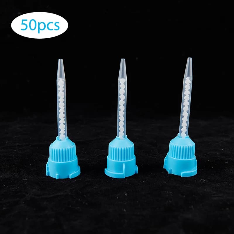 50 pcs 3.5 Mm disposable silicone rubber mixing head 1:1 dental materials silicone rubber gun transport mixing head