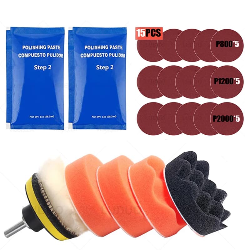 2 pezzi di pasta lucidante per fari dell'auto in massa kit di restauro luci per auto spugna per lucidatura accessori per spugna per lavaggio auto in carta